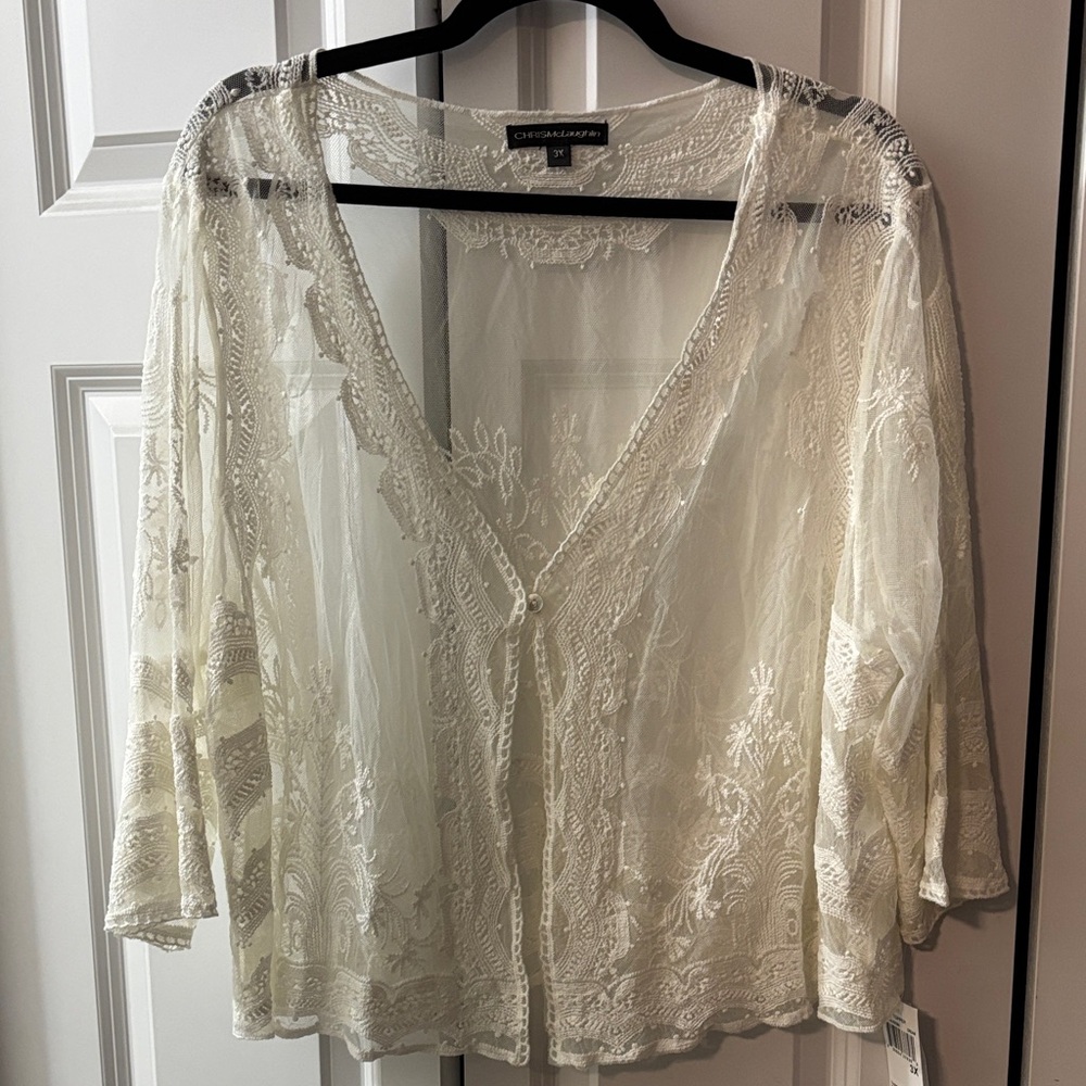 Chic Ivory Lace Cardigan by Chris McLaughlin